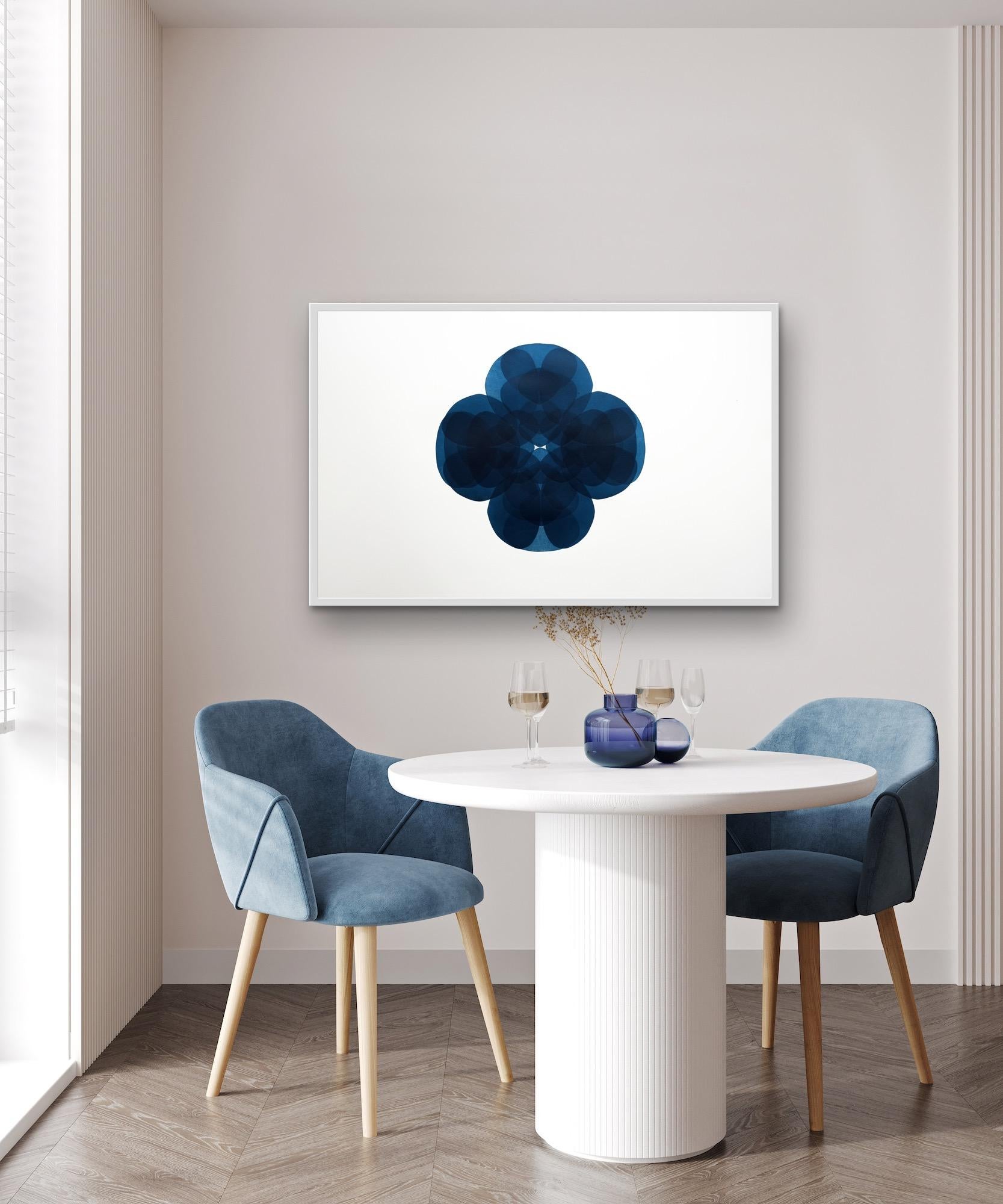 NV20, unique print, blue art, relief print, affordable art, symmetrical art - Print by Jonathan Moss