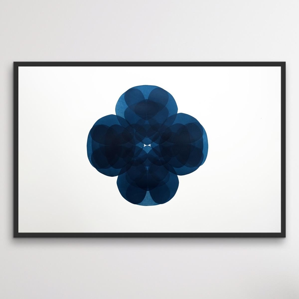 NV20, unique print, blue art, relief print, affordable art, symmetrical art - Gray Abstract Print by Jonathan Moss