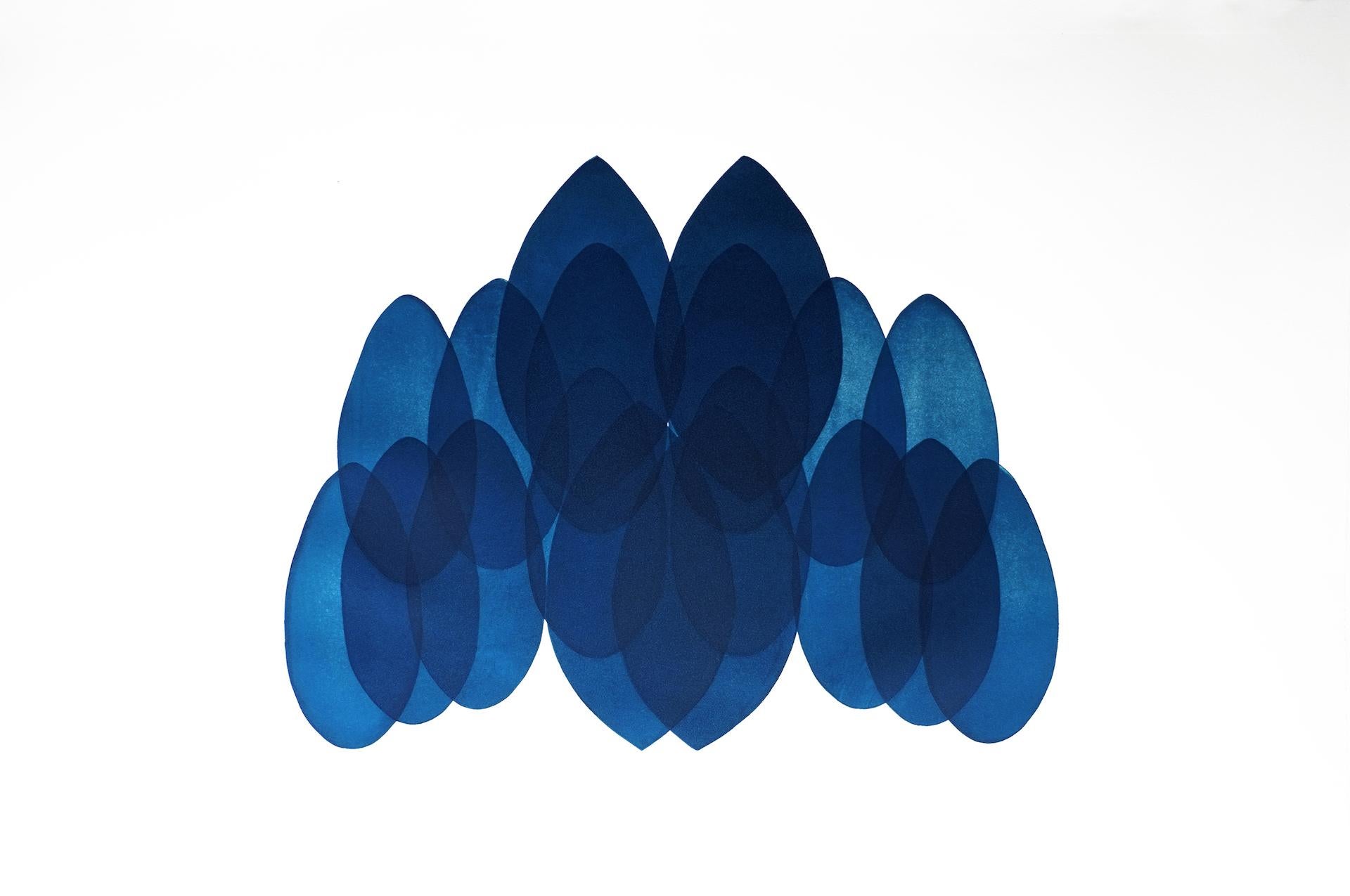 NV24, Art contemporain original, Art abstrait bleu et blanc, Art géométrique 