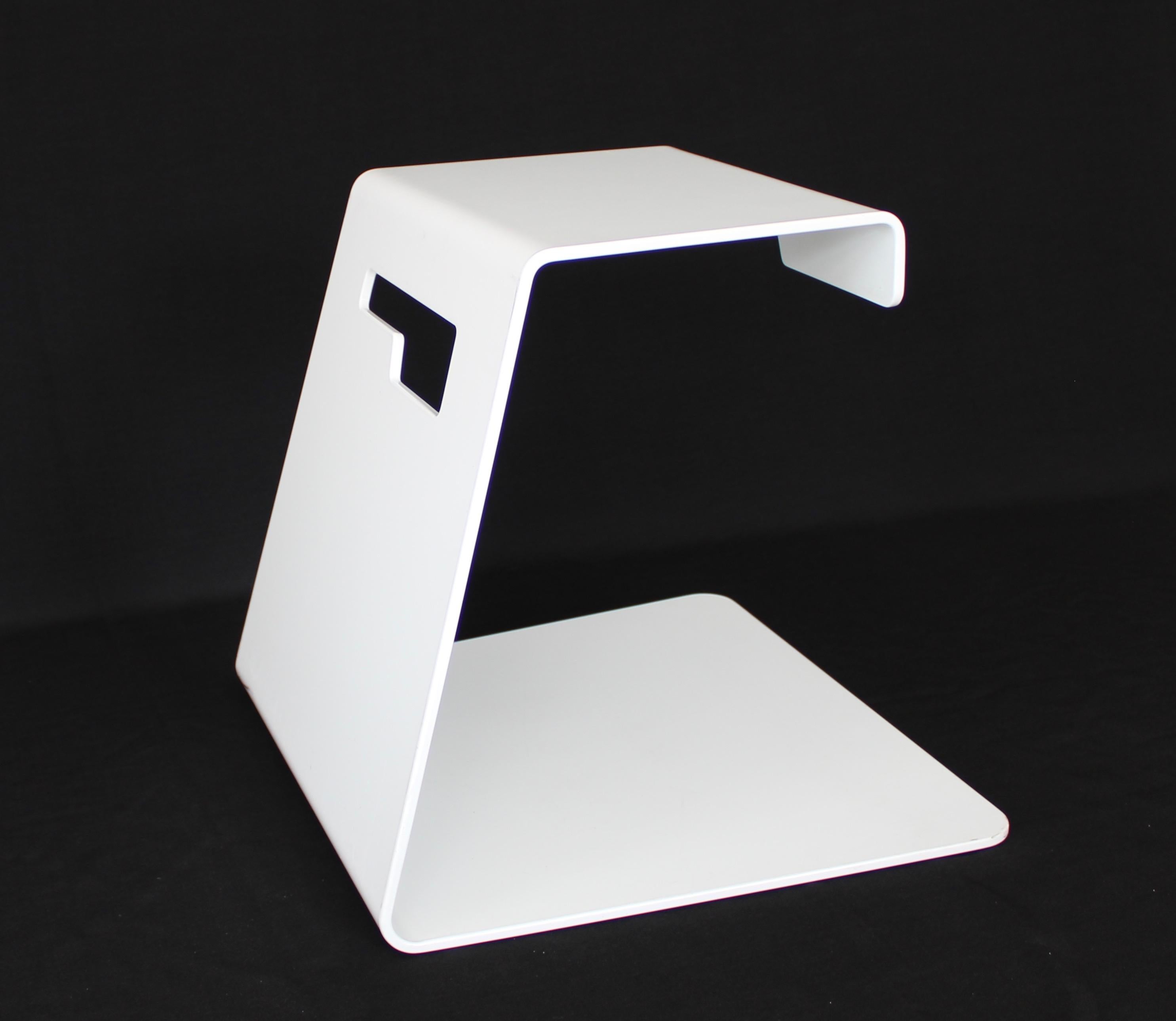 Powder-Coated Jonathan Nesci Folded Aluminum Powder Coated White Jack Stool For Sale