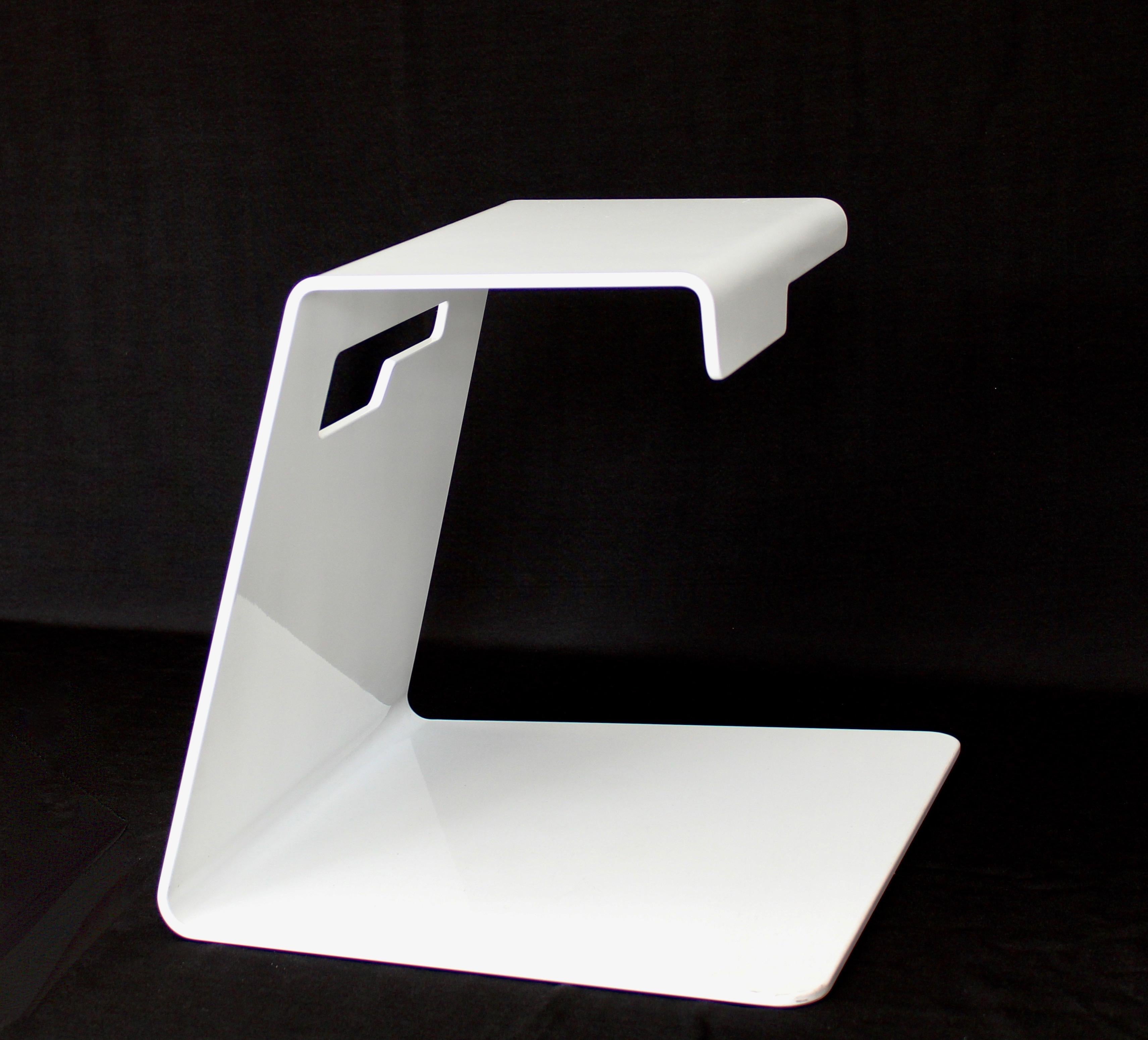 Contemporary Jonathan Nesci Folded Aluminum Powder Coated White Jack Stool For Sale