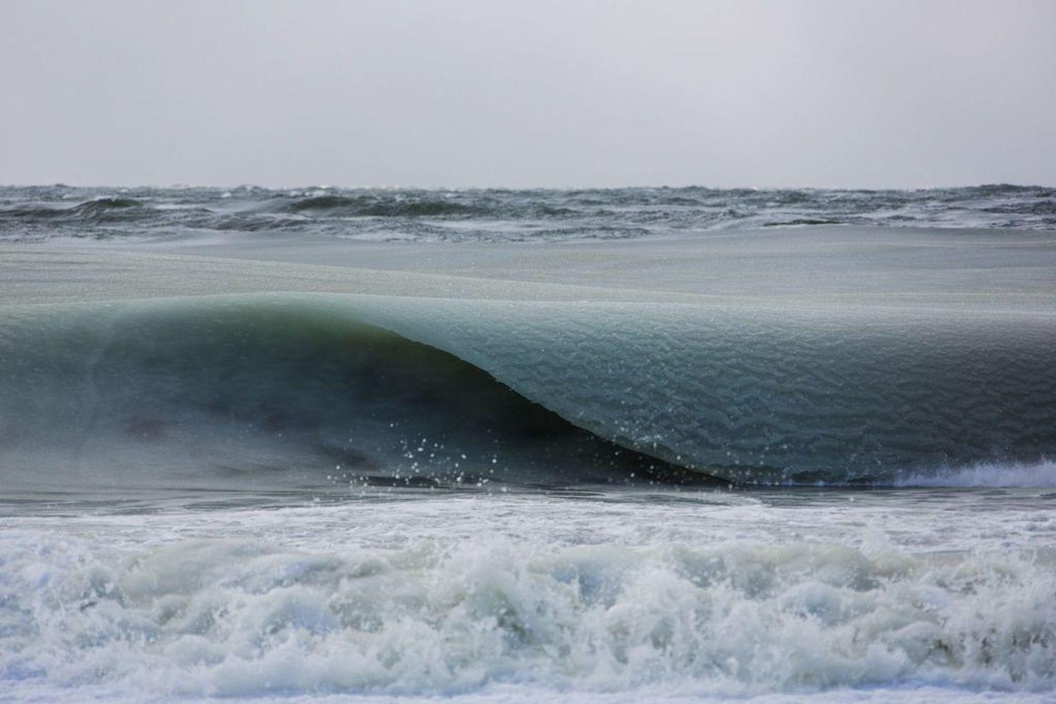 Jonathan Nimerfroh Landscape Photograph - Morning Glass Off / Nantucket Island Photography / Slurpee Waves