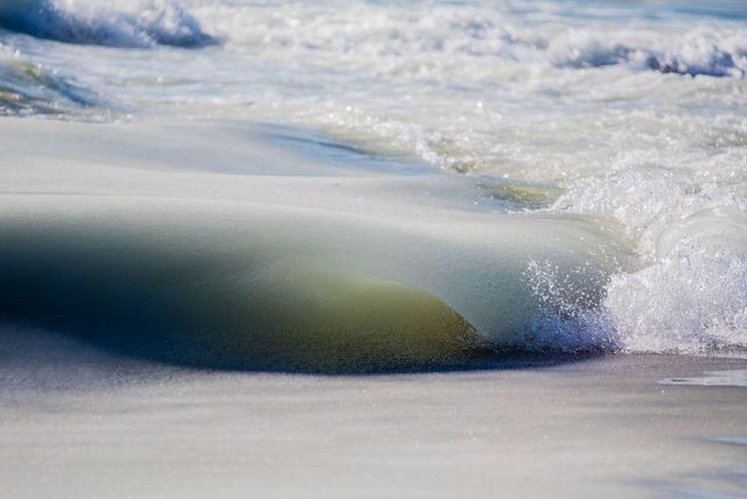 Jonathan Nimerfroh Landscape Photograph - Sea Cave / Nantucket Island Photography / Slurpee Waves