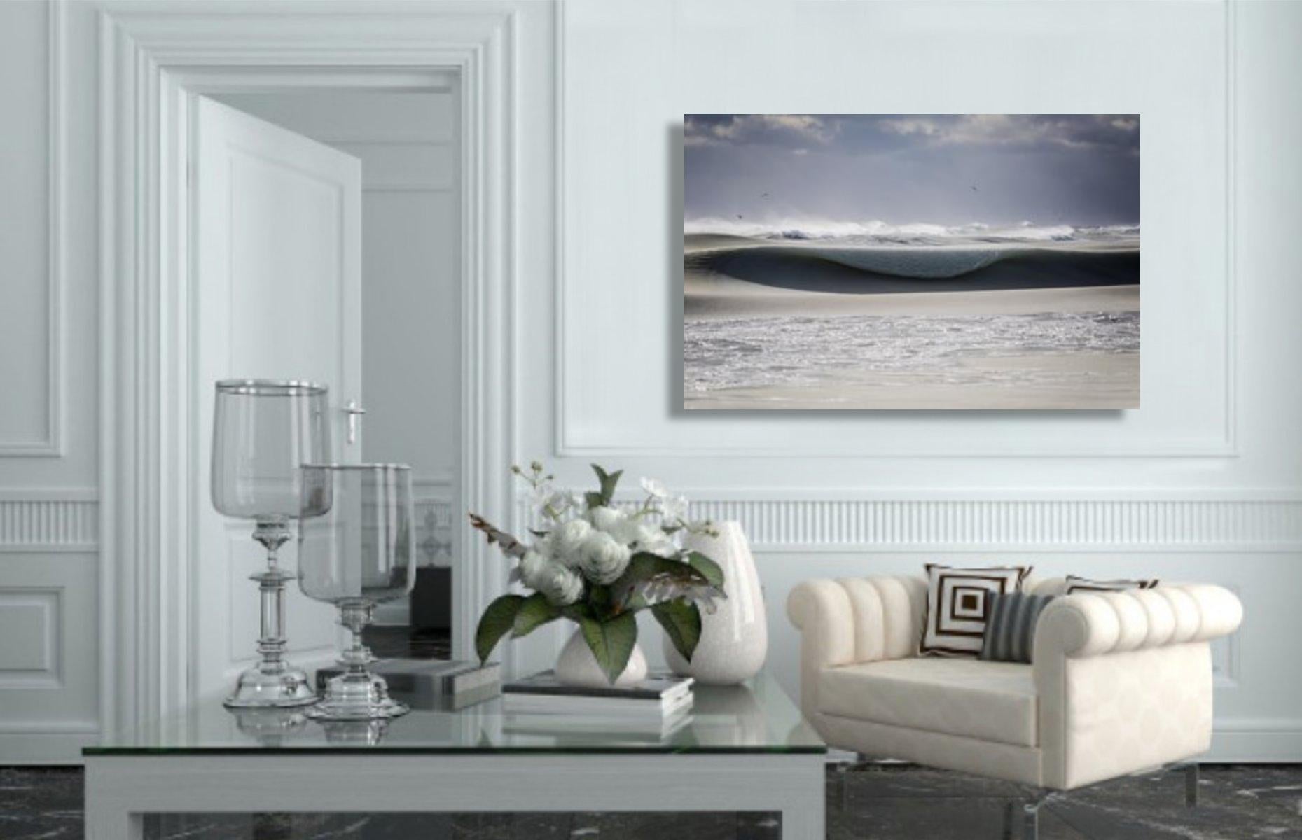 Rock Solid
Limited Edition of 19
30 x 45  inches.
Archival Dye Sublimated Metal Print
Acquired from artists studio 

Nantucket island photography by Jonathan Nimerfroh. Photograph of slurpee waves crashing on the beach. 

Jonathan Nimerfroh is a