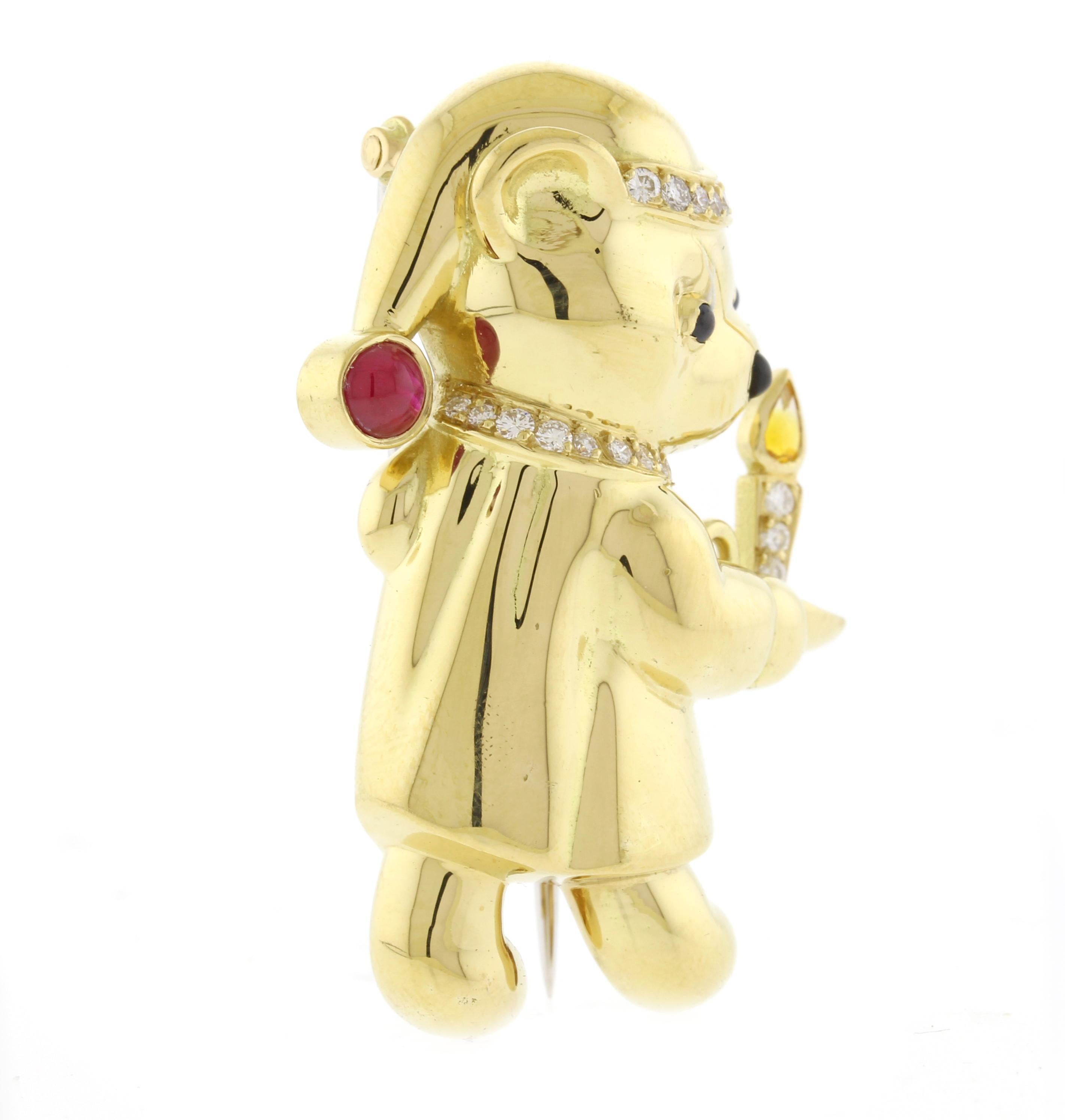 Brilliant Cut Jonathan Ralston's Exquisite Limited Edition Gold Bear Brooch For Sale