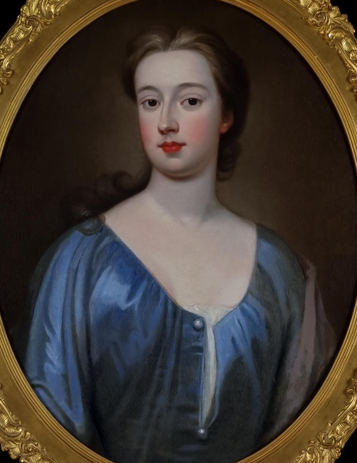Paar englische Porträts (2), Dame in blauem Kleid und Dame in rotem Kleid, um 1720 1