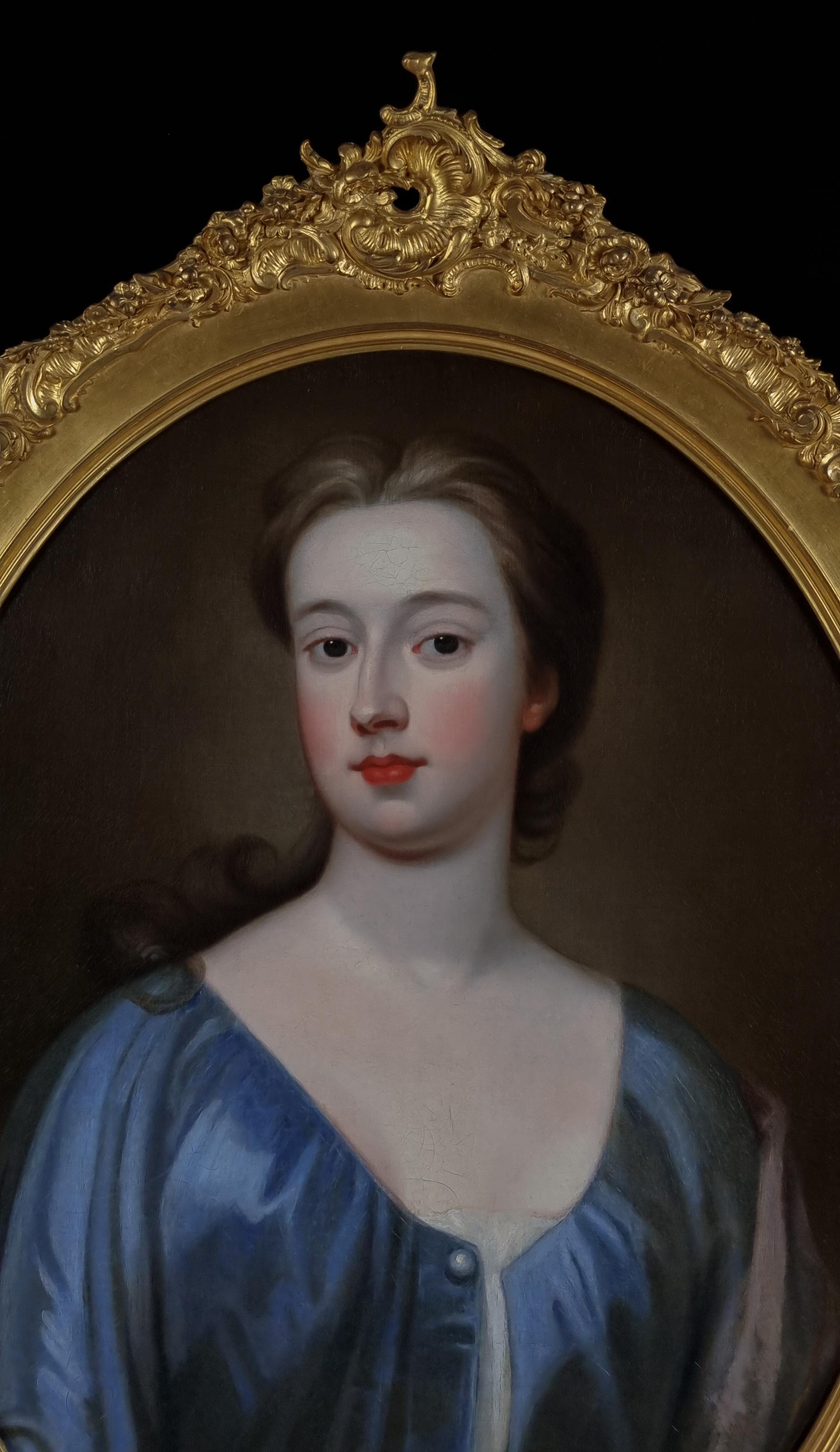 Paar englische Porträts (2), Dame in blauem Kleid und Dame in rotem Kleid, um 1720 2