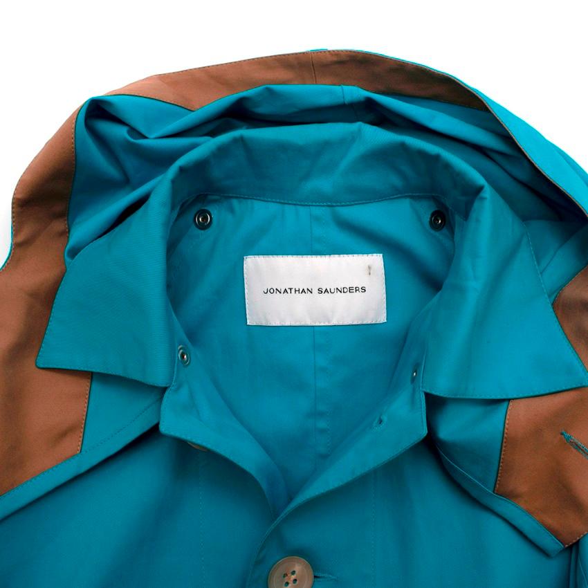 Women's or Men's Jonathan Saunders Blue/Camel Hooded Jacket - Size 46 For Sale