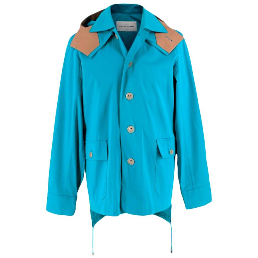 Jonathan Saunders Blue/Camel Hooded Jacket - Size 46 For Sale