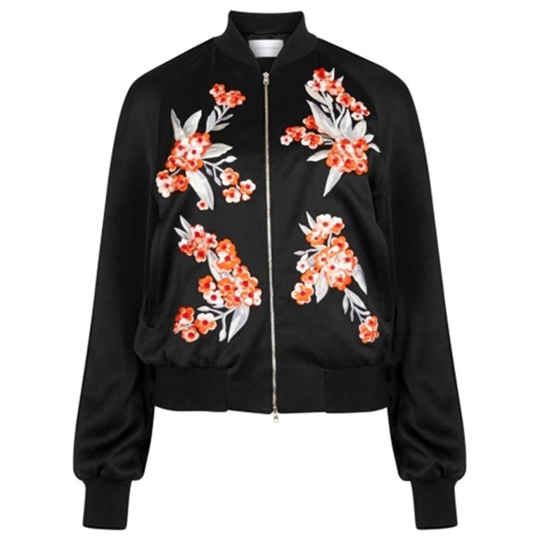 Jonathan Saunders Cecily Embroidered Satin Bomber Jacket For Sale at ...