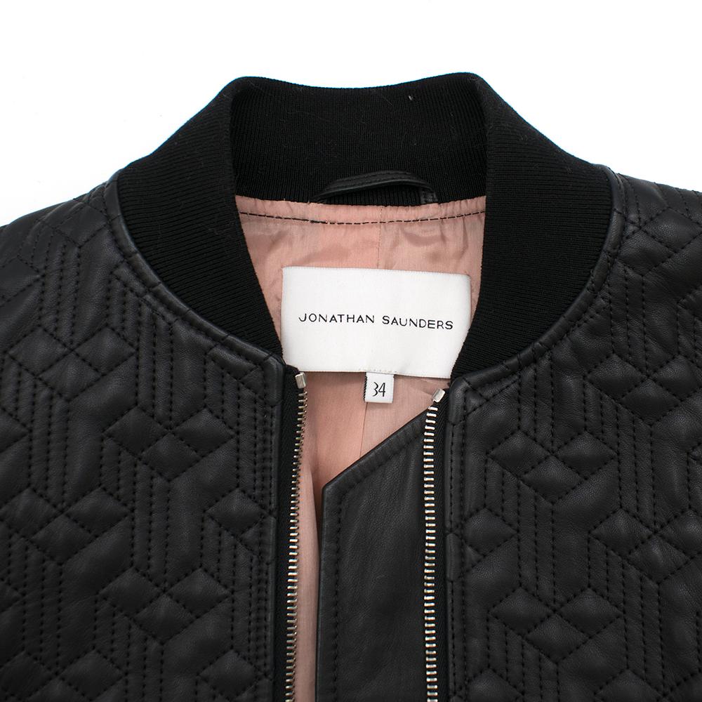 Black Jonathan Saunders textured leather bomber jacket - Size US 0-2 For Sale