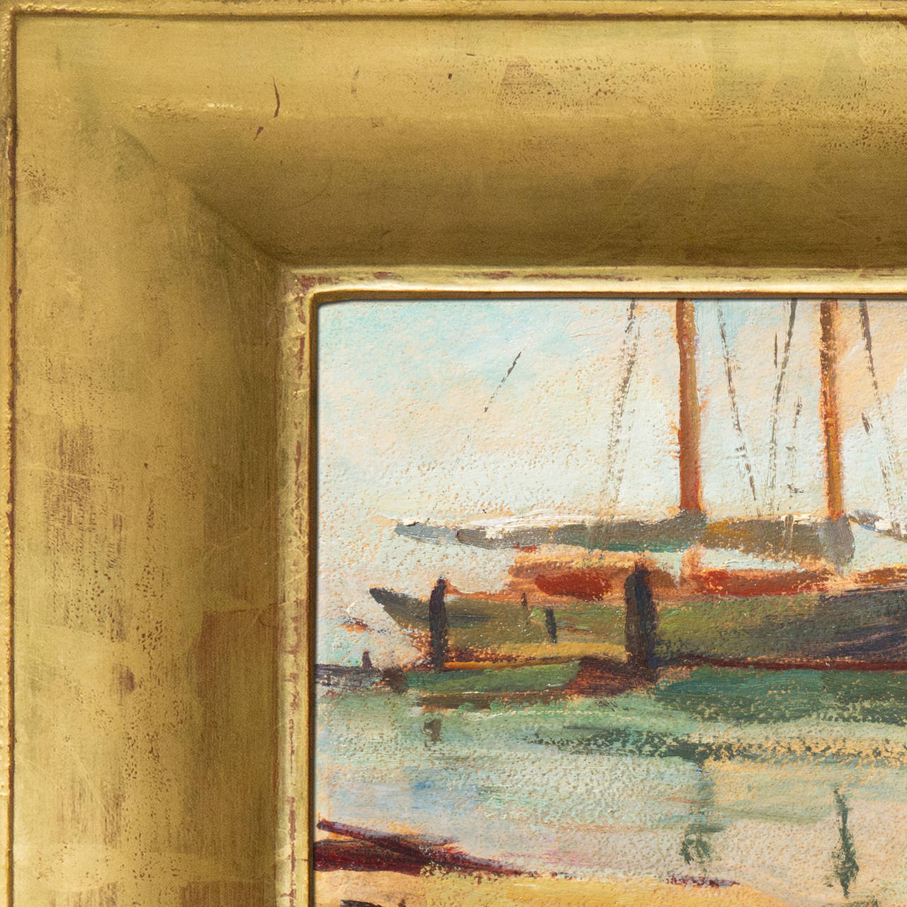 'Harbor Mist', Pasadena Art Museum, California, Post-Impressionist oil - Brown Landscape Painting by Jonathan Scott