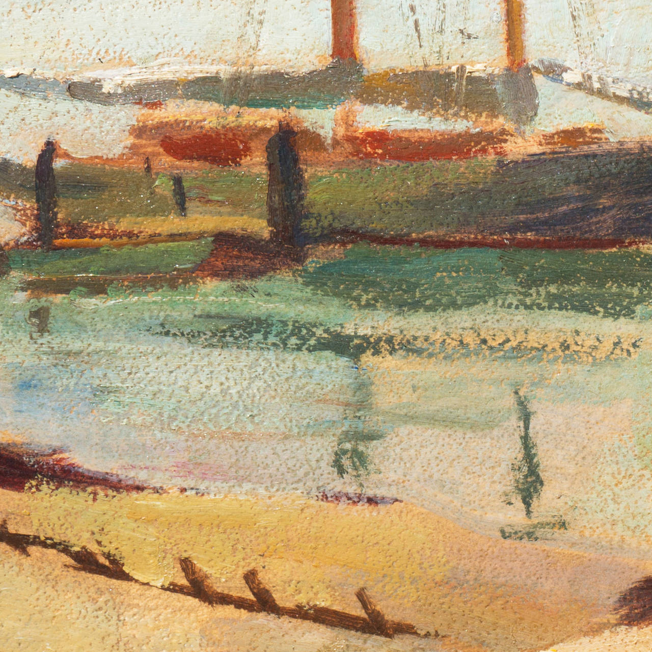 'Harbor Mist', Pasadena Art Museum, California, Post-Impressionist oil For Sale 3