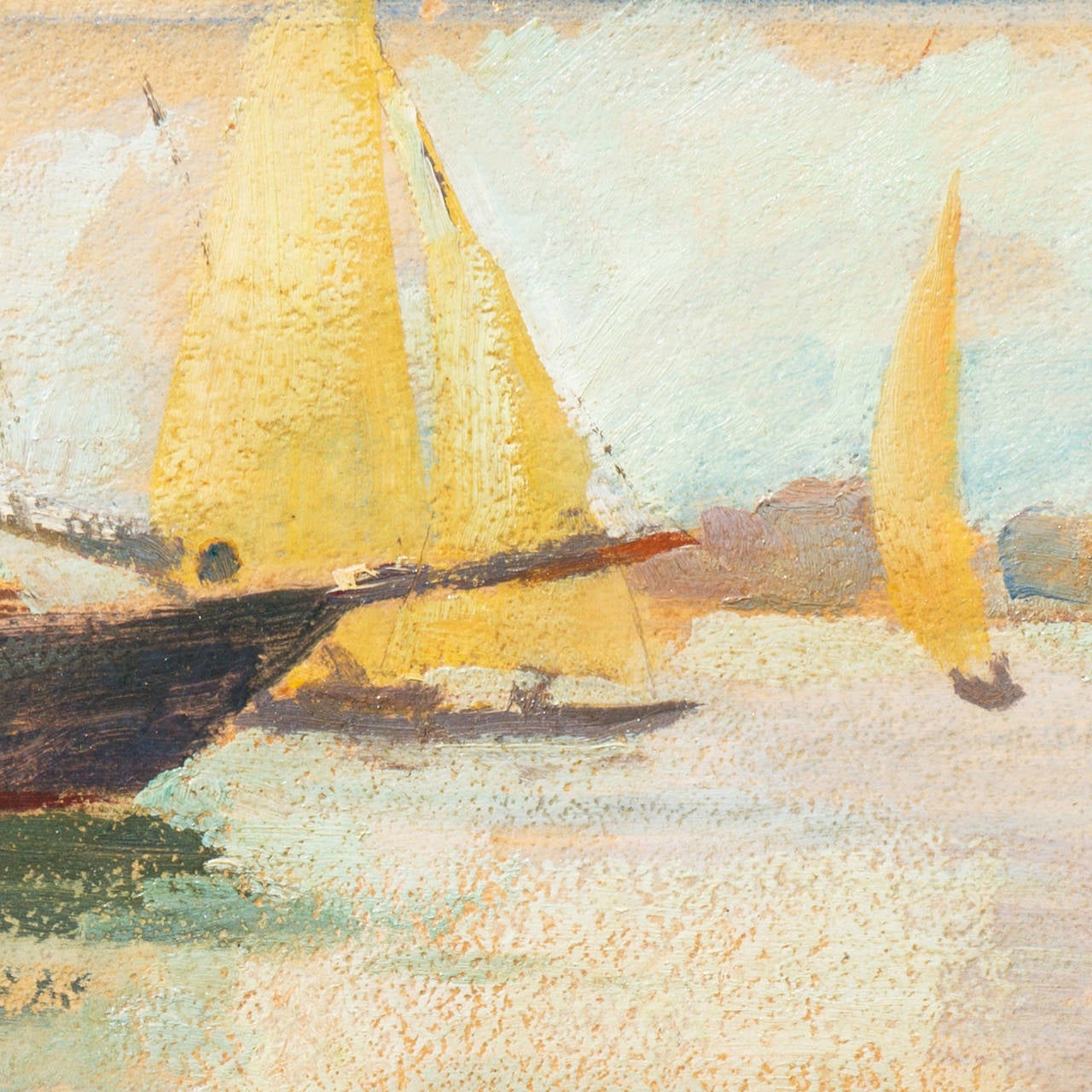 'Harbor Mist', Pasadena Art Museum, California, Post-Impressionist oil For Sale 4