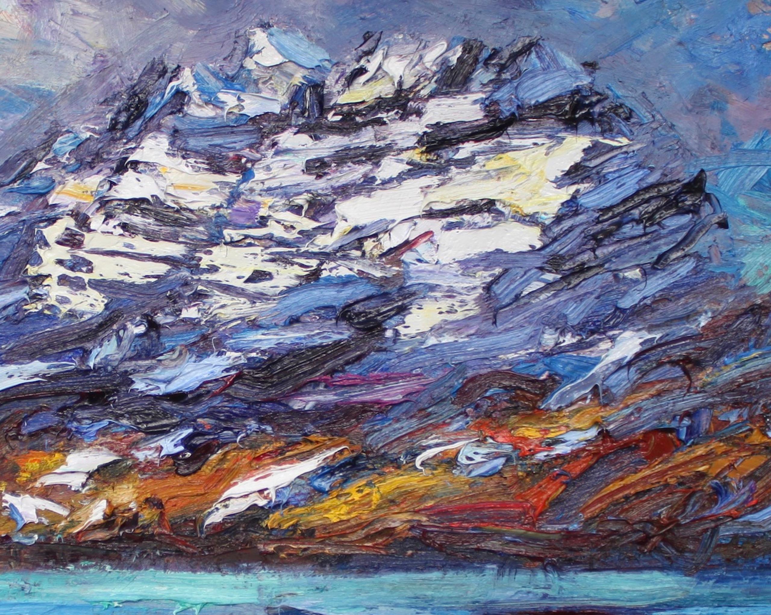 Liathach und Loch Clair von Jonathan Shearer - Landschaft Ölgemälde, Berg im Angebot 2