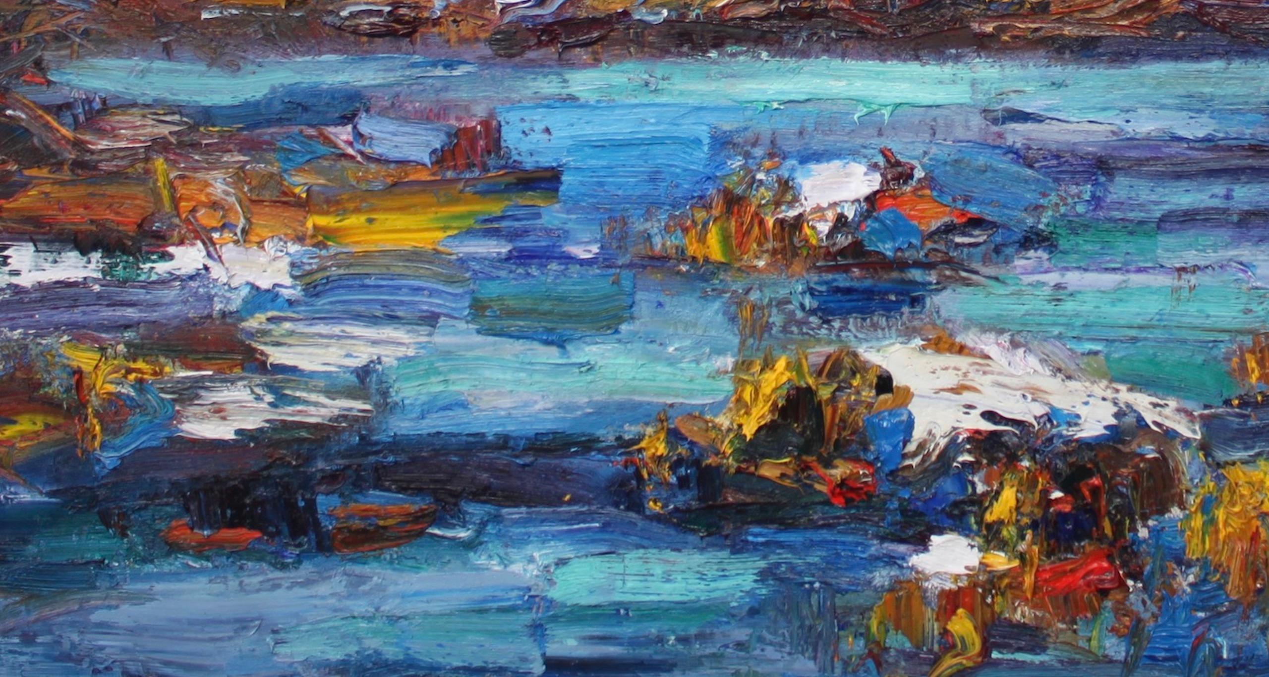Liathach und Loch Clair von Jonathan Shearer - Landschaft Ölgemälde, Berg im Angebot 3