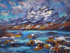 Liathach und Loch Clair von Jonathan Shearer - Landschaft Ölgemälde, Berg