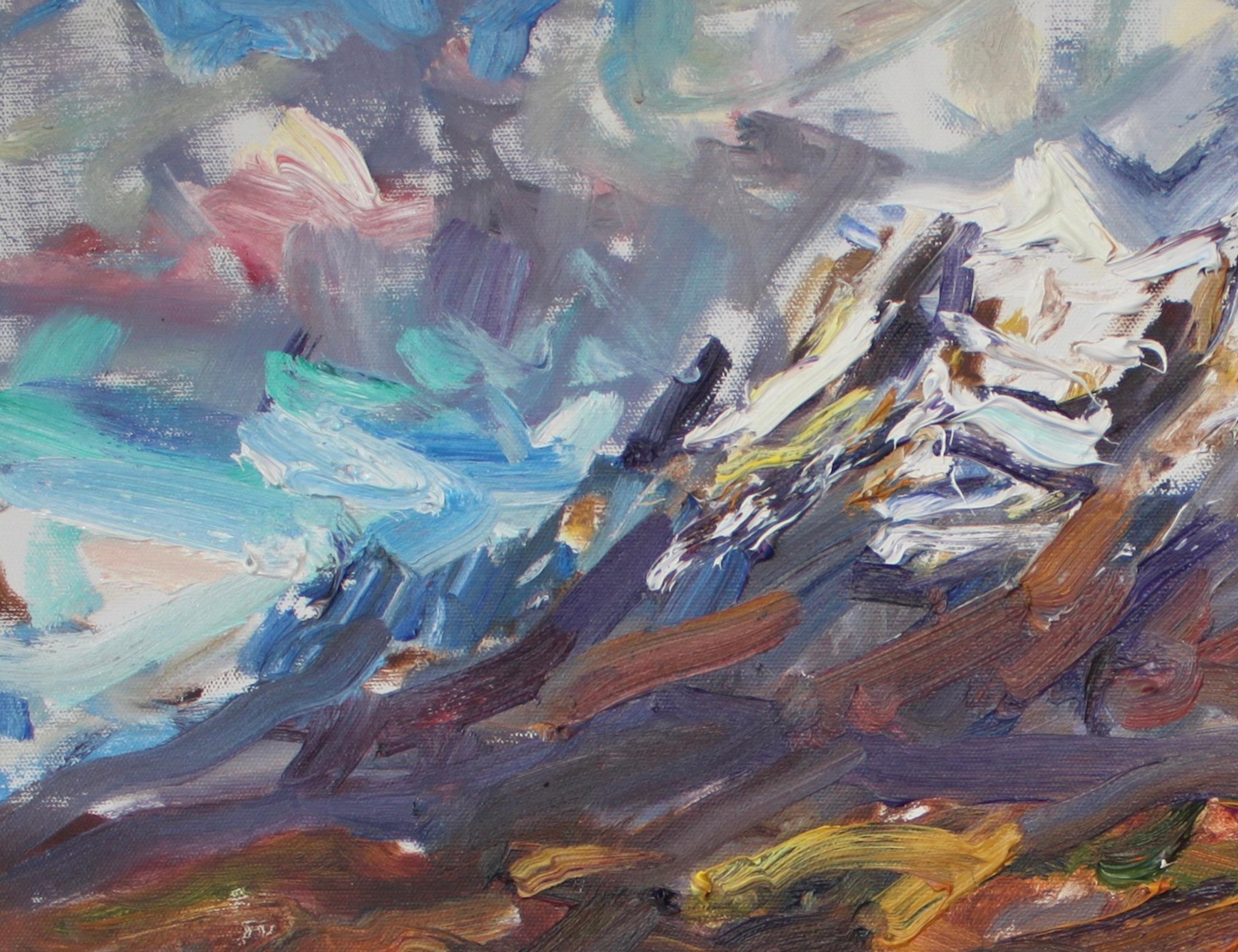 Liathach Reflection by Jonathan Shearer - Landscape oil painting, mountain, sky For Sale 2