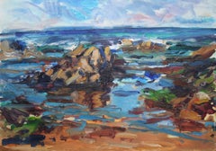 Low Tide Shandwick Bay by Jonathan Shearer - Seascape oil painting, Ocean waves