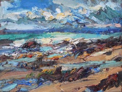 Shandwick Beach by Jonathan Shearer - Seascape oil painting, Ocean waves