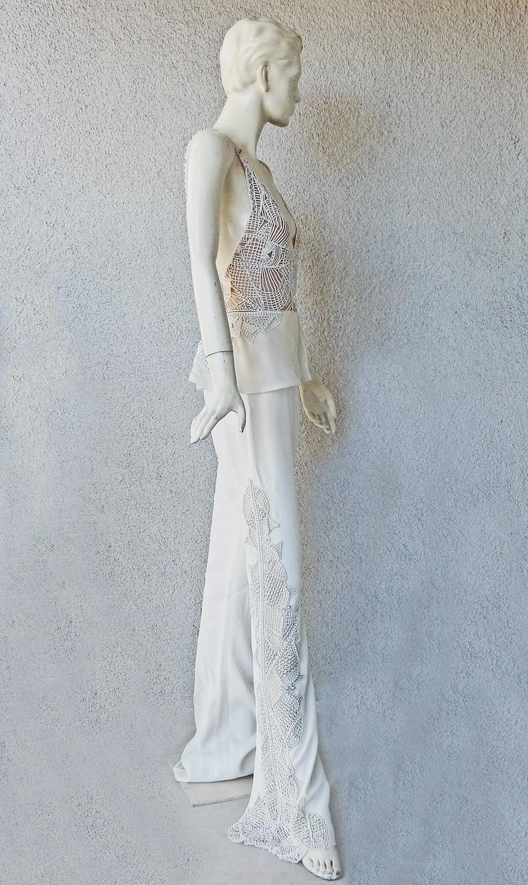 Jonathan Simkhai $12K Embroidered Jumpsuit with Dramatic Removeable Train    New In New Condition For Sale In Los Angeles, CA