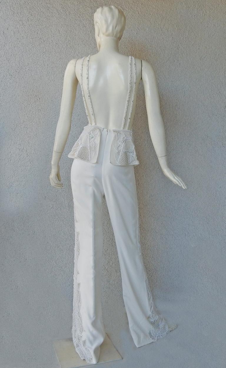 Women's Jonathan Simkhai $12K Embroidered Jumpsuit with Dramatic Removeable Train    New For Sale