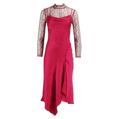 Jonathan Simkhai Asymmetric Lace Trimmed Satin Midi Dress Us 2 Uk 6