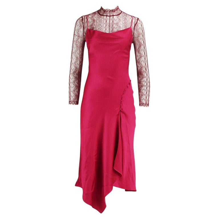Jonathan Simkhai Asymmetric Lace Trimmed Satin Midi Dress Us 2 Uk 6 For ...