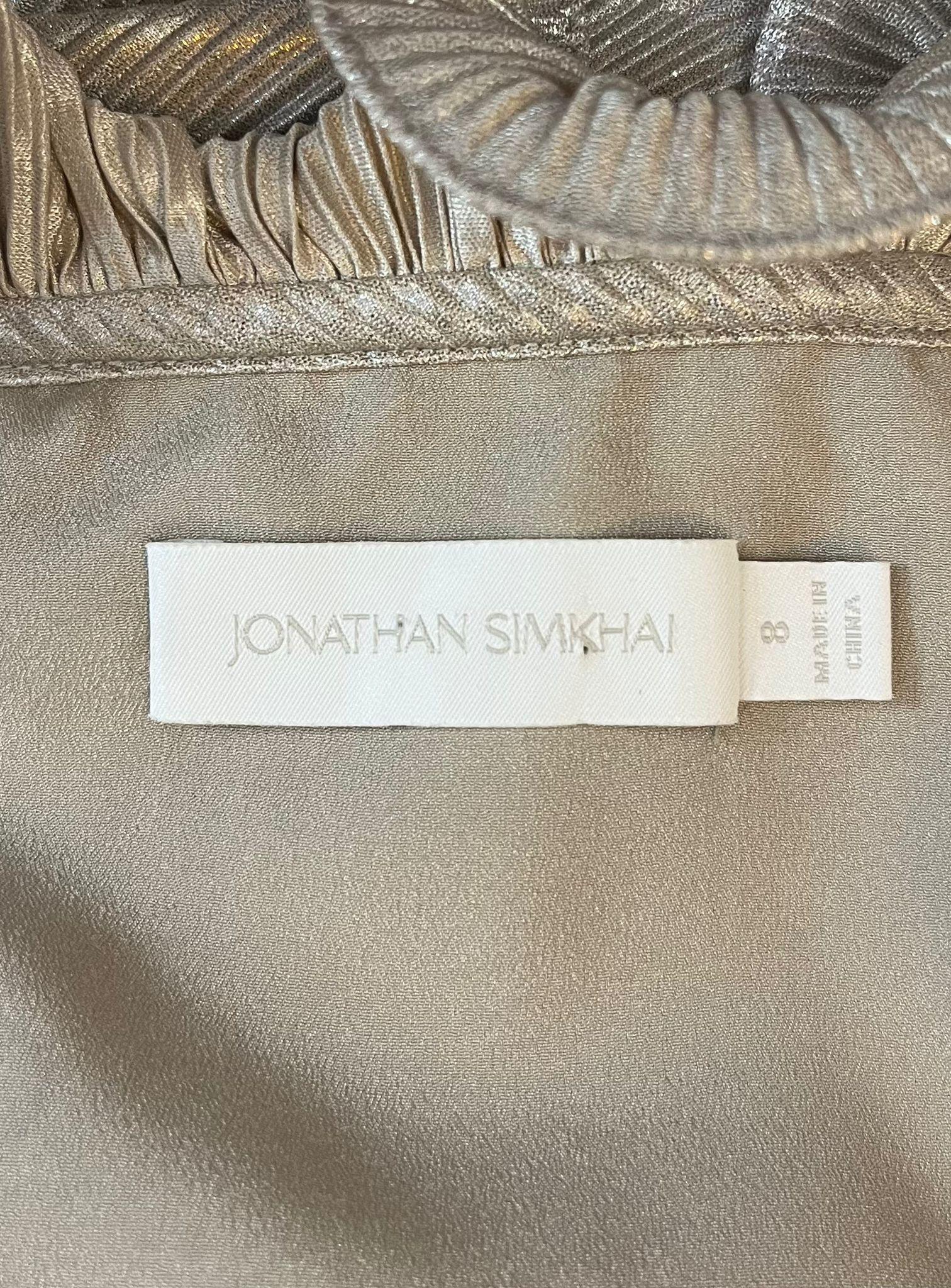 Jonathan Simkhai Asymmetric Plisse Metallic Dress For Sale 2