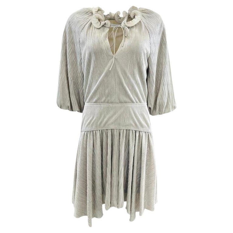 Jonathan Simkhai Asymmetric Plisse Metallic Dress at 1stDibs