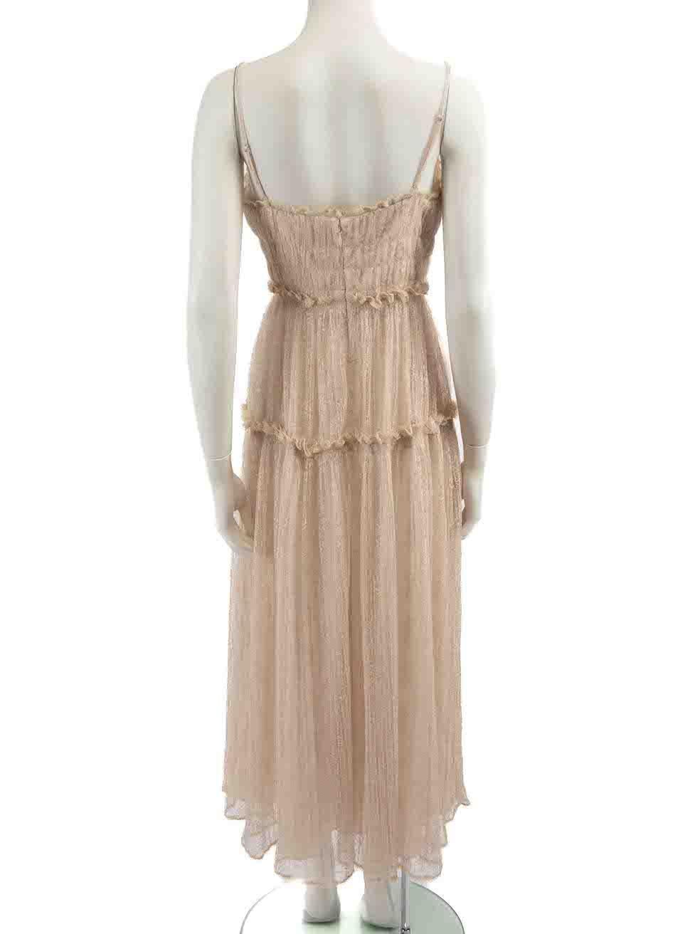 Jonathan Simkhai Beige Lace Tiered Midi Dress Size S In Good Condition In London, GB