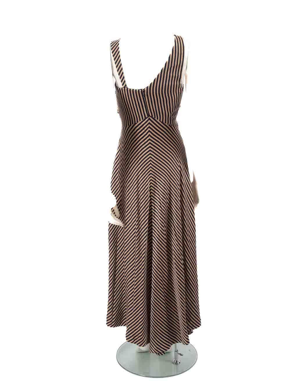 Jonathan Simkhai Beige Ruched Detail Stripe Print Mini Dress Size L In Excellent Condition For Sale In London, GB