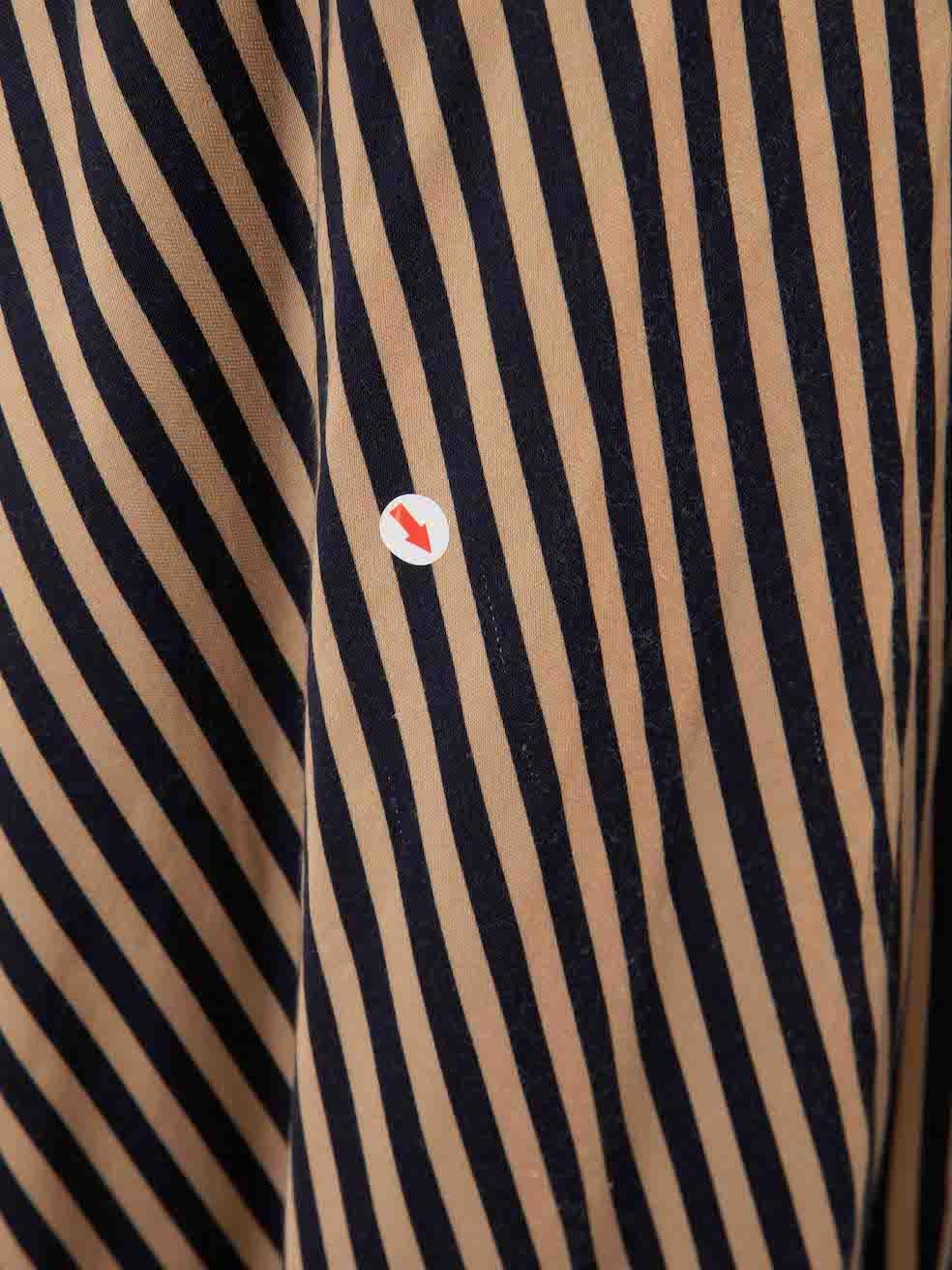 Women's Jonathan Simkhai Beige Ruched Detail Stripe Print Mini Dress Size L For Sale