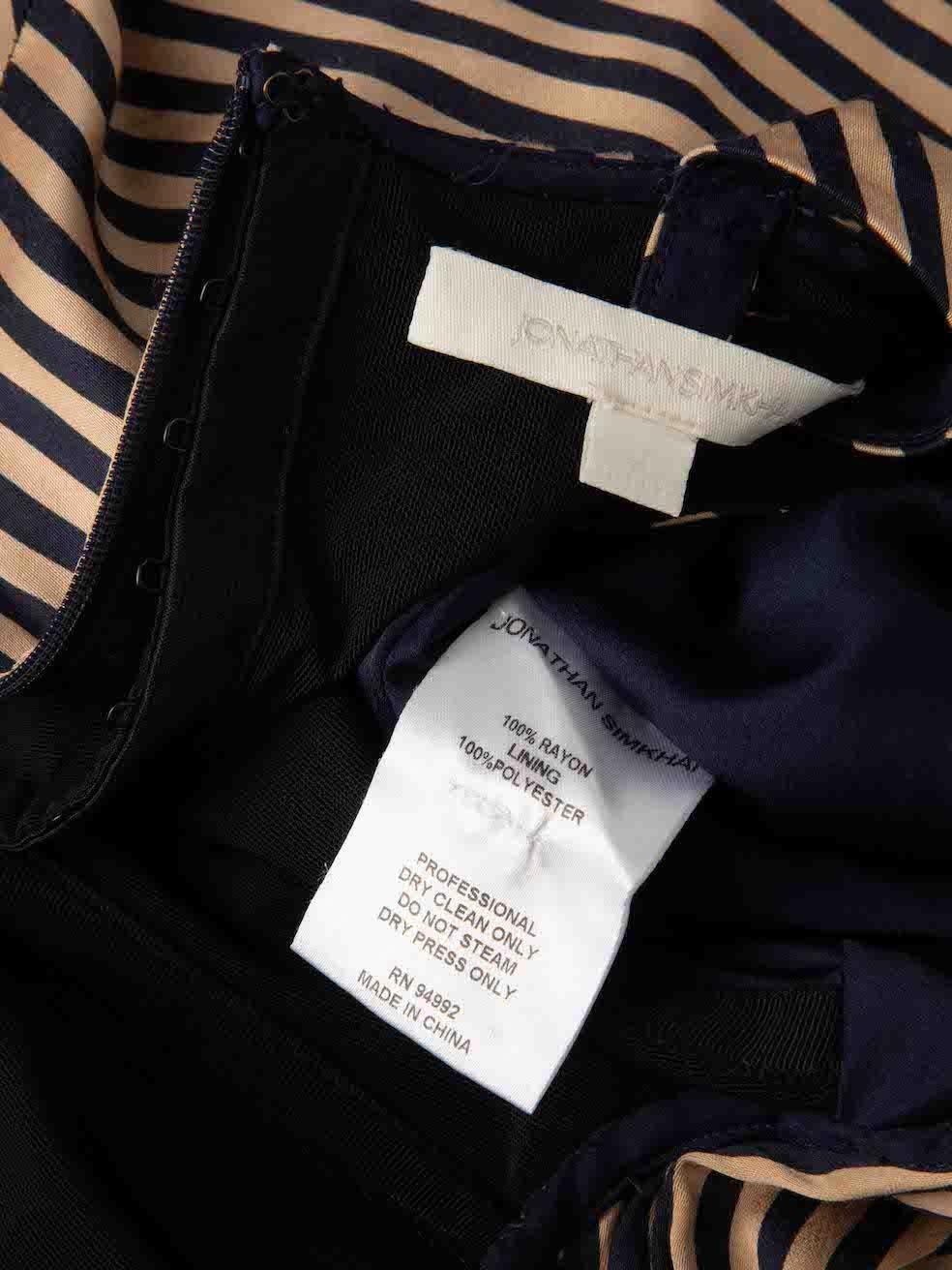Jonathan Simkhai Beige Ruched Detail Stripe Print Mini Dress Size L For Sale 4