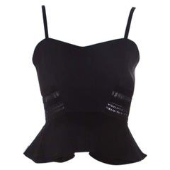 Jonathan Simkhai Black Crepe and Bonded Lace Peplum Cropped Top M