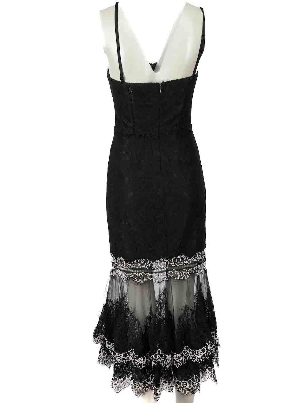 Jonathan Simkhai Black Lace Tiered Midi Dress Size XS In Excellent Condition In London, GB