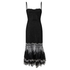 Jonathan Simkhai Black Lace Tiered Midi Dress Size XS