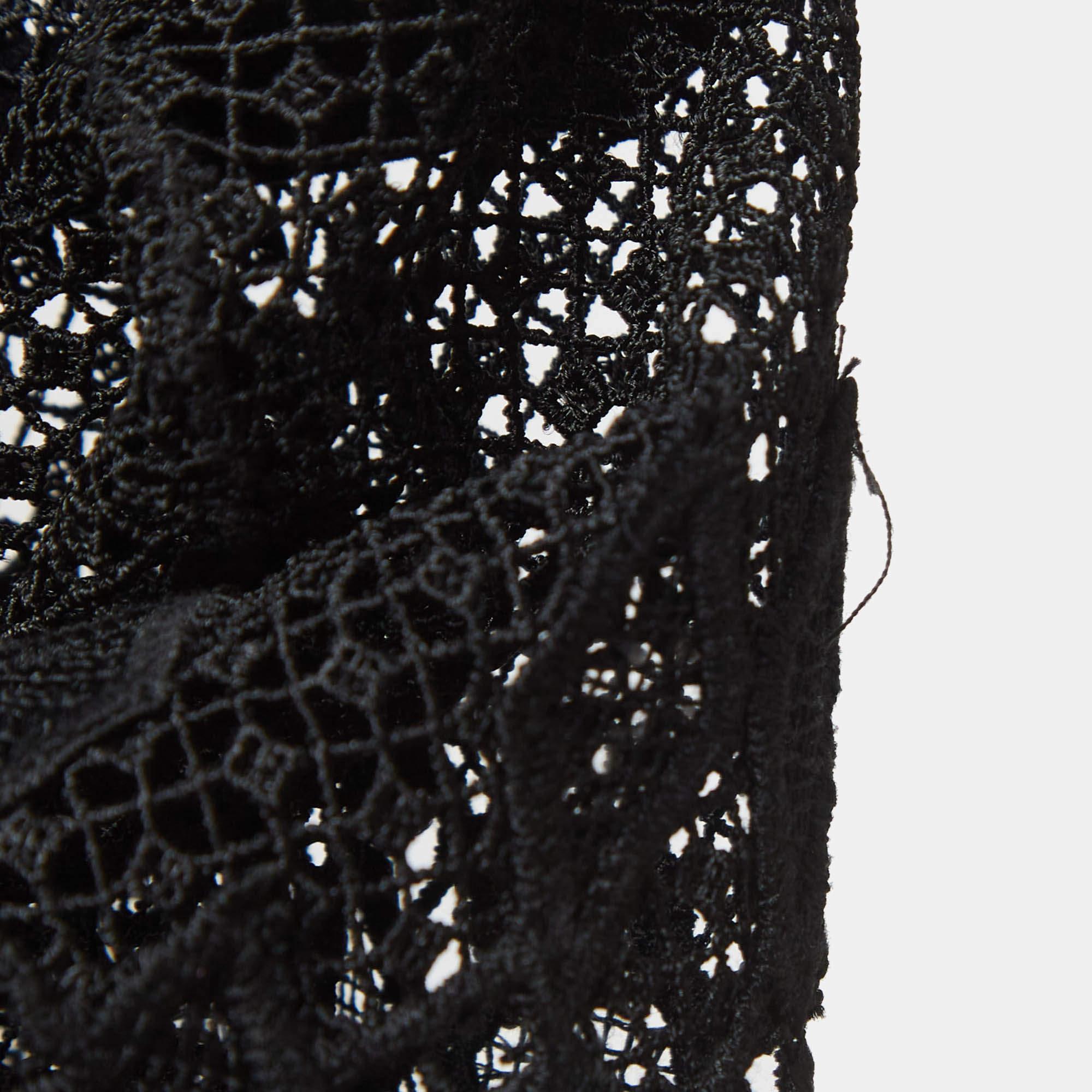 Women's Jonathan Simkhai Black Lace Trim Crepe Cut-Out Sleeve Detail Blouse S For Sale
