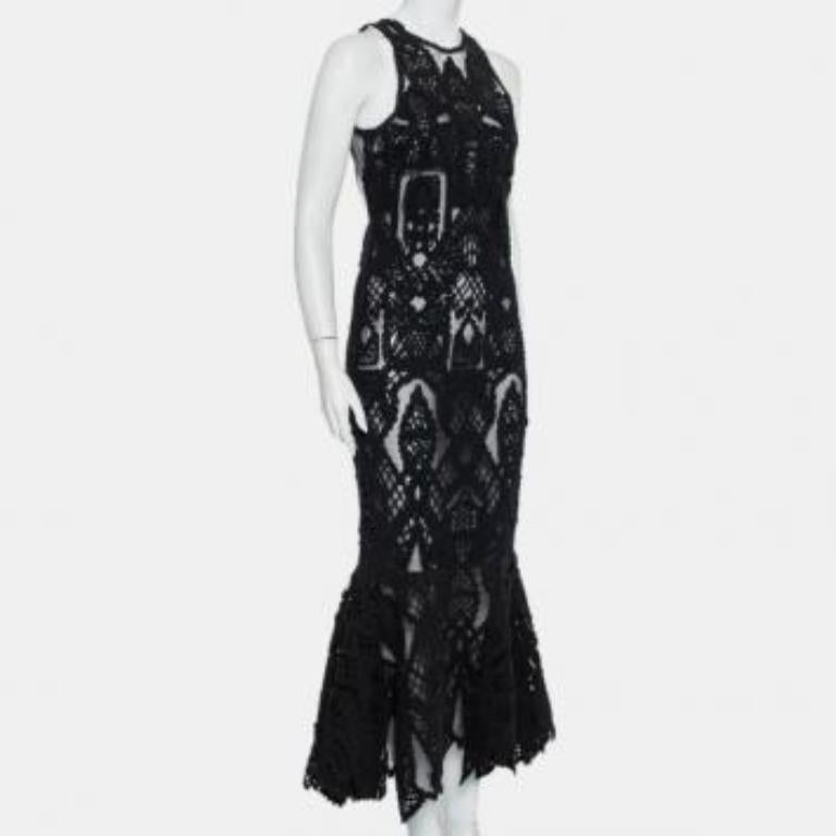 Jonathan Simkhai Black Lace & Tulle Mermaid Sheer Gown M For Sale 7