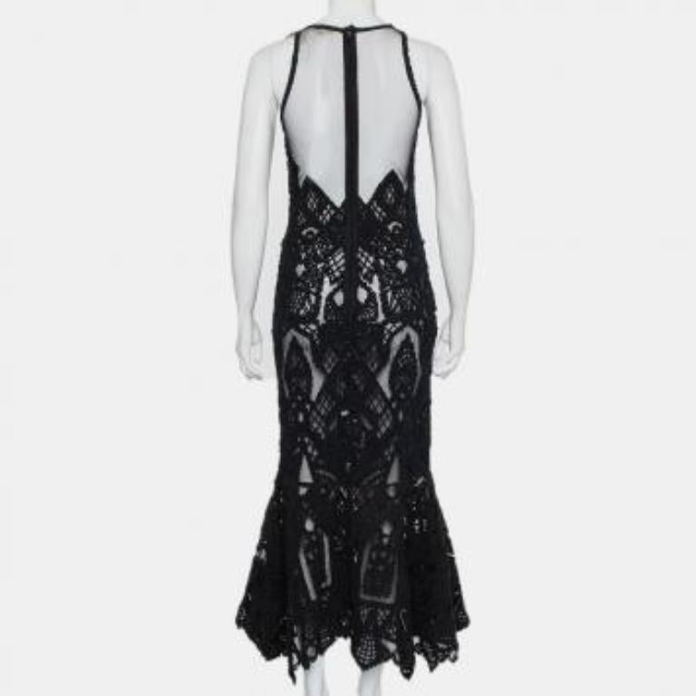 Jonathan Simkhai Black Lace & Tulle Mermaid Sheer Gown M For Sale 5