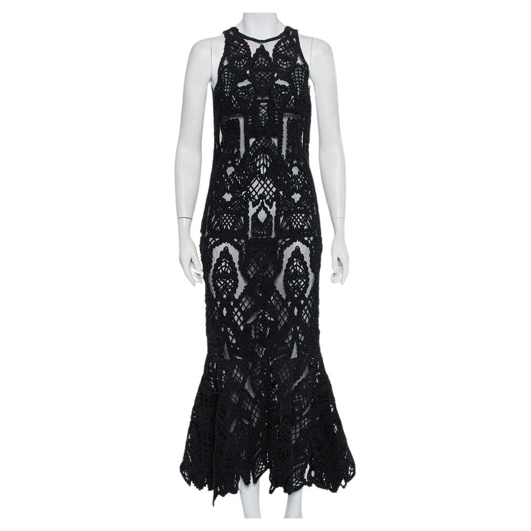 Jonathan Simkhai Black Lace & Tulle Mermaid Sheer Gown M For Sale