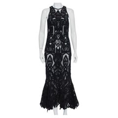 Used Jonathan Simkhai Black Lace & Tulle Mermaid Sheer Gown M