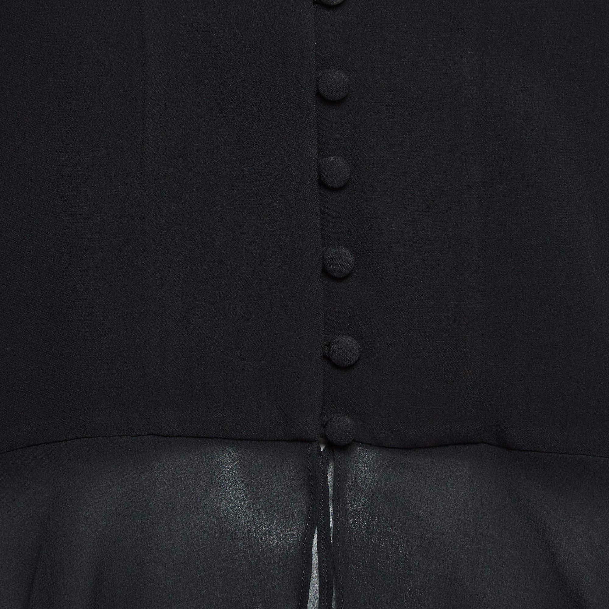 Jonathan Simkhai Black Silk Ruffled Top S In Good Condition In Dubai, Al Qouz 2