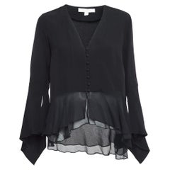 Jonathan Simkhai Black Silk Ruffled Top S