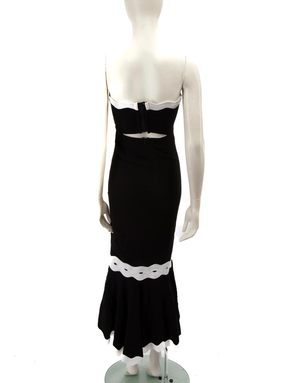 Jonathan Simkhai Black Strapless White Trim Dress Size XXS In Good Condition In London, GB