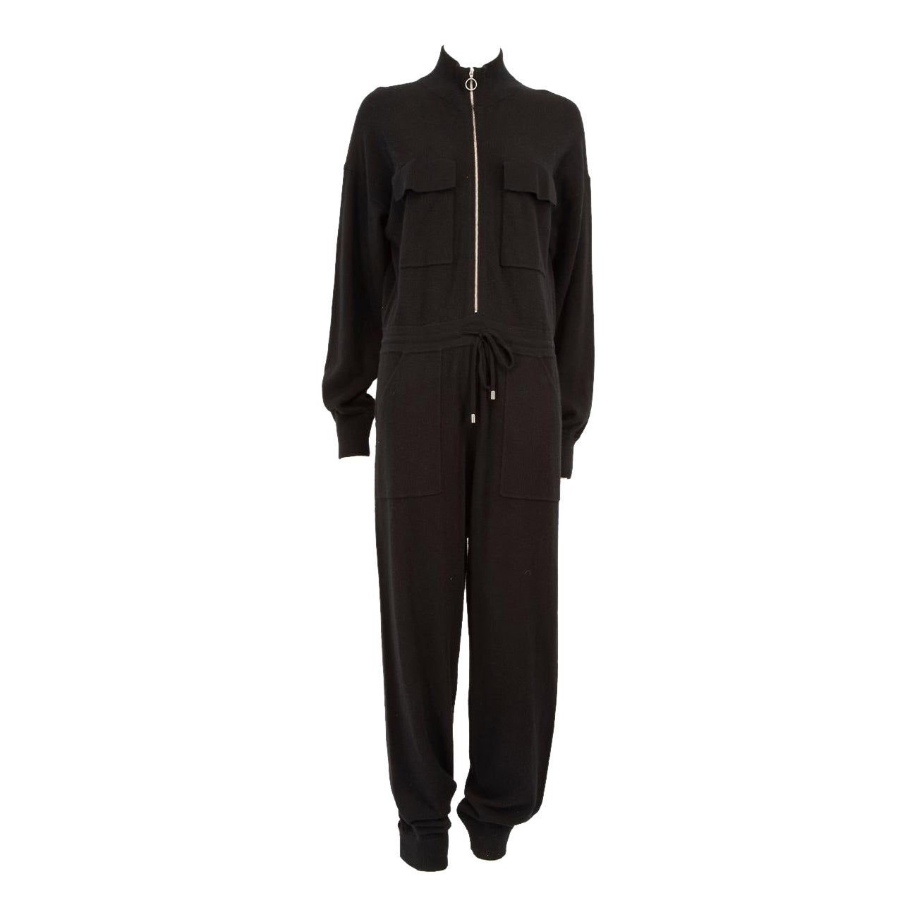 Jonathan Simkhai Black Zip-Up Mock Neck Jumpsuit Size L