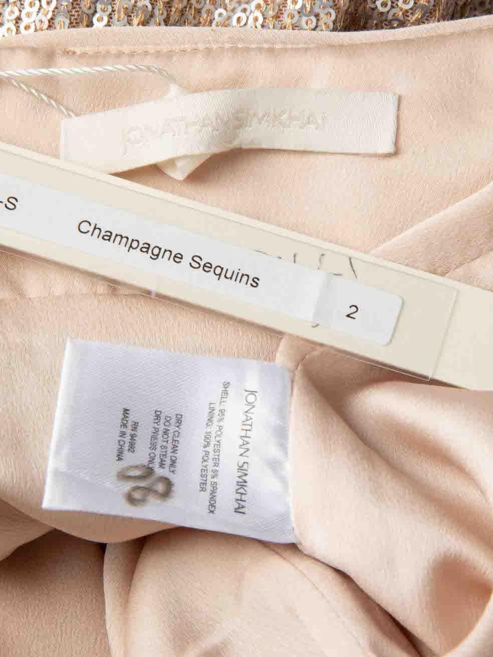 Jonathan Simkhai Minifalda de lentejuelas color champán Talla XS en venta 3