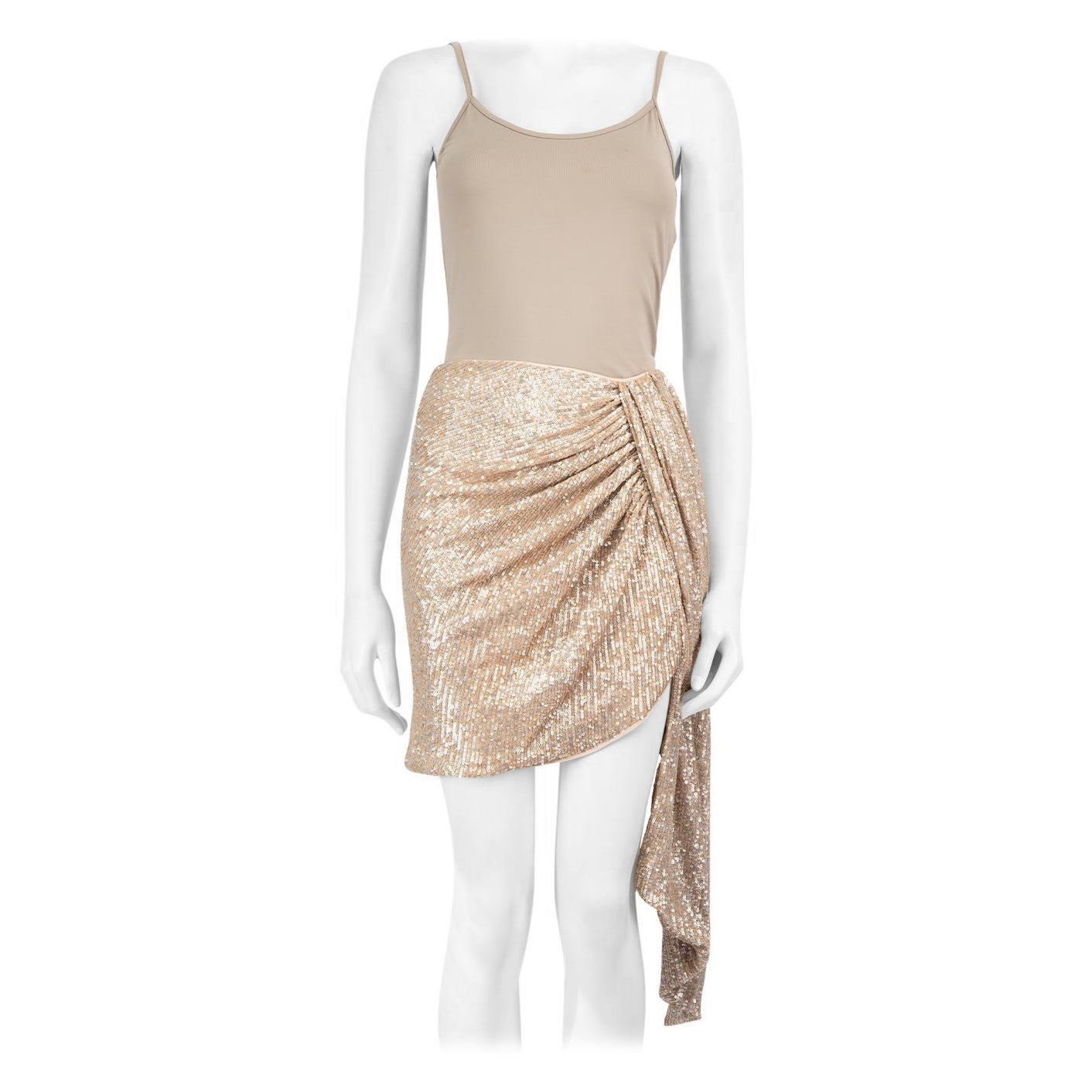Jonathan Simkhai Minifalda de lentejuelas color champán Talla XS en venta