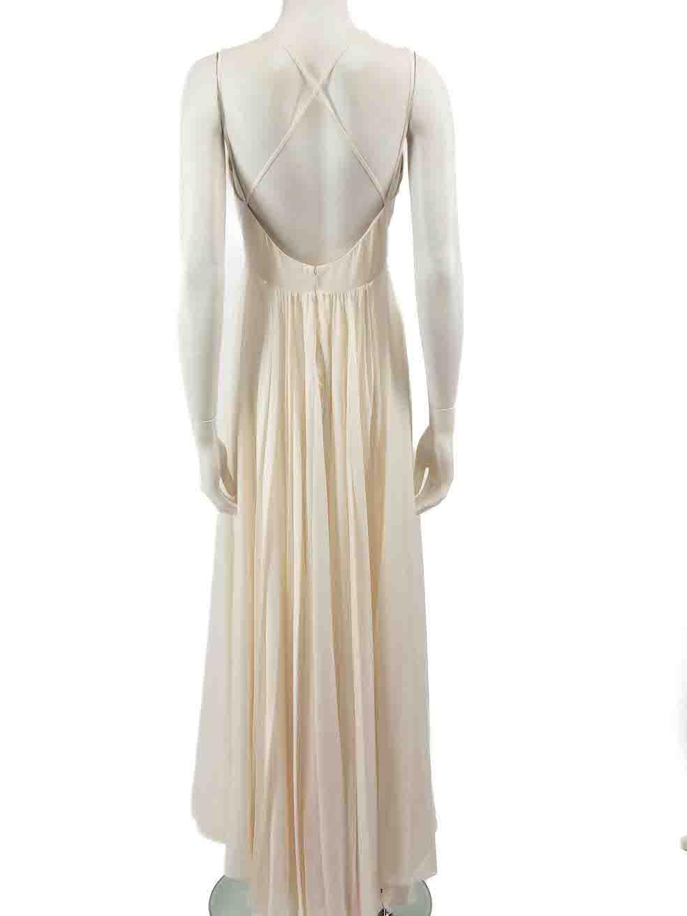 Jonathan Simkhai Ecru Lace Trim Pleated Maxi Dress Size S In Good Condition For Sale In London, GB