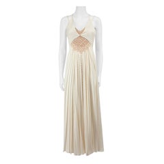 Jonathan Simkhai Ecru Lace Trim Pleated Maxi Dress Size S